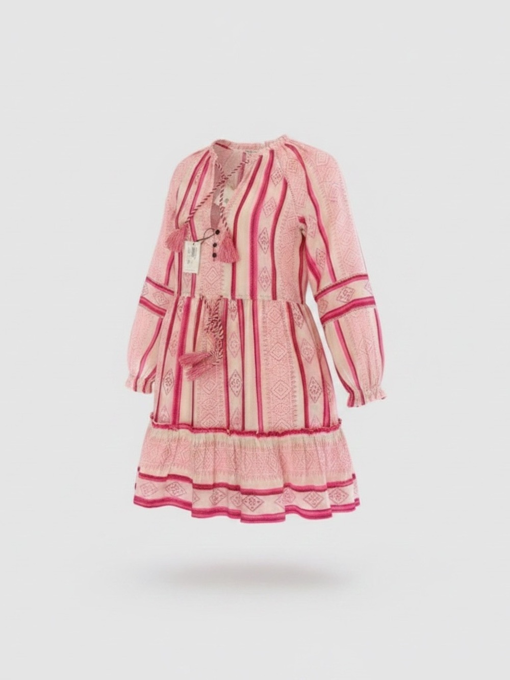 Veronica Beard Danica Pink Boho Mini Dress NWT Cotton Blend Size Small